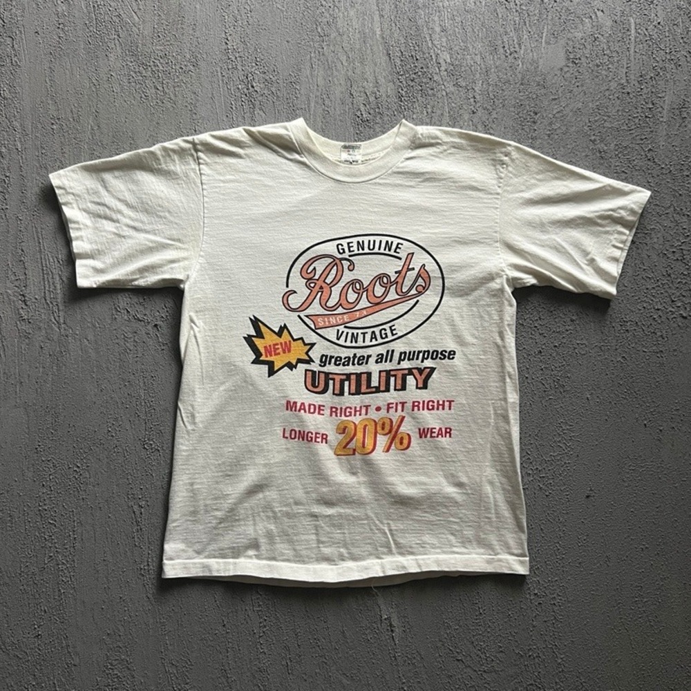 Vintage Roots Shirt Large White 1990s Canada Advertisement